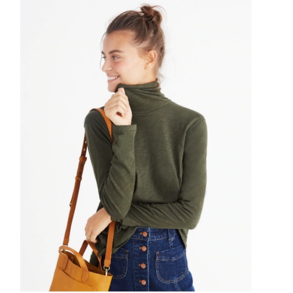 Madewell Tops - Madewell Whisper Cotton Turtleneck Forest Moss Top